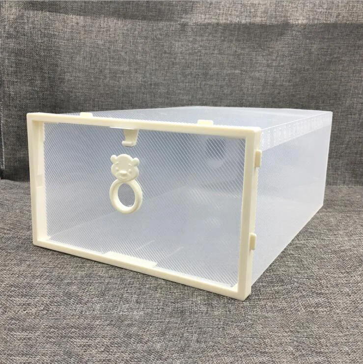 31X22X13cm 4 шт./компл. утолщенной Шлепанцы прозрачный раздвижные двери чехол Пластиковые обувные коробки стекируемые складная коробка для хранения Коробка органайзер для хранения обуви - Цвет: 31X22X13cm