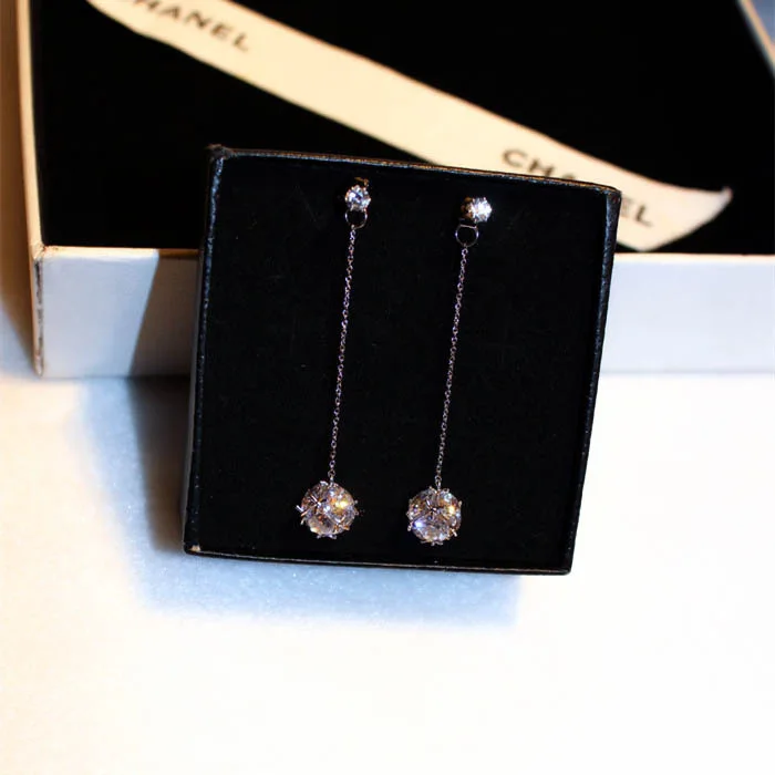 

Beautiful Fashion 925 Sterling Silver Stud Earrings Long With Zirconia Earrings Jewelry Pendientes Brincos Fashion Jewelry