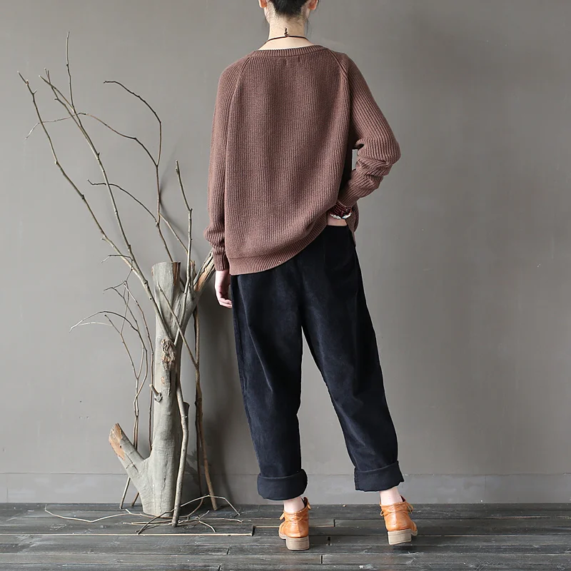 Johnature 2021 Women Warm Sweater Autumn Winter Solid Cotton Loose Knitted Casual O-neck Female Pullovers | Женская одежда