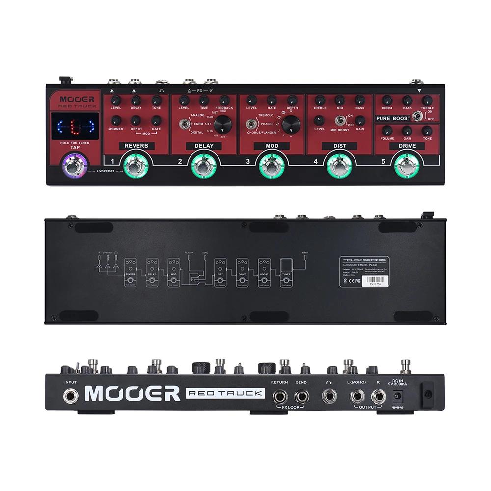 MOOER красный грузовик педаль для гитары 6 in 1 комбинированный гитарная Boost перегруз