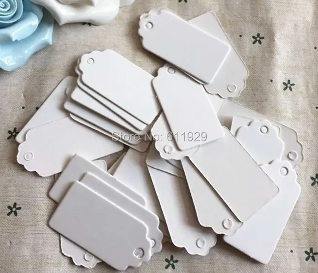 

free shipping 1000 pcs a lot 2x4cm cute blank white paper hang tag/cake gift price tags/earring tags/clothing hang tags/labels