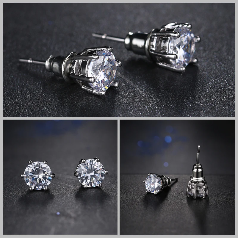 Сверкающие круглые мужские серьги с фианитом класса ААА для мужчин классические