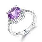 Женское кольцо с натуральным фиолетовым аметистом GEM'S BALLET Round 2.66Ct, Настоящее серебро 925 пробы, обручальные кольца с драгоценными камнями, ювелирные украшения