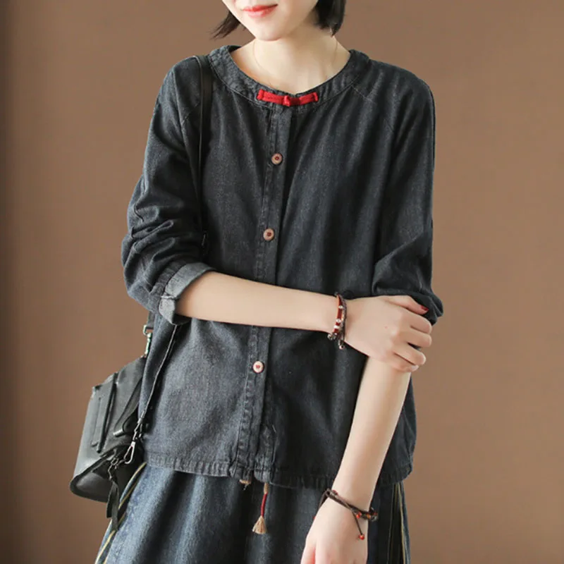 2019 Весна Лето Новые повседневные хлопковые джинсовые рубашки с пуговицами