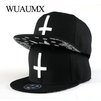 wuaumx new arrival cross baseball caps for men women flat brim cap hip hop bboy fitted snap back hat gorras hombre adjustable