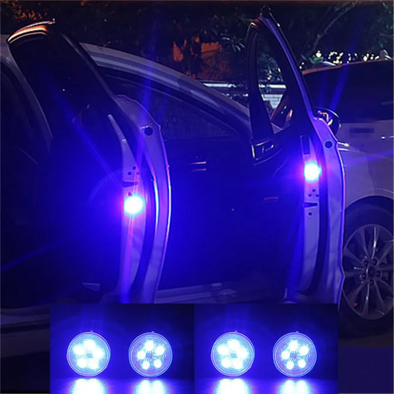 4pcs 5LED Blue 4 шт./лот, сигнальные огни для автомобильной двери, автомобильная декоративная лампа, безопасный стробоскоп для двери, светодиодный светильник, сигнальные лампы, аксессуары, светильник - Испускаемый цвет: 4pcs 5LED Blue
