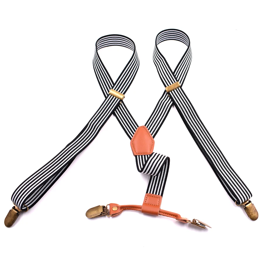 Мужские подтяжки с 4 клипсами кожаные для взрослых Tirantes Hombre подарок мальчиков и