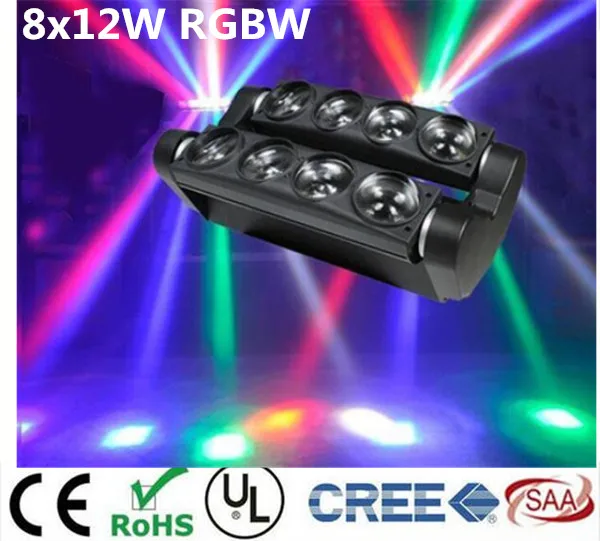 2 шт./лот LED движущаяся голова Паук свет 8х12 Вт rgbw 4в1 луч сценическое Освещение dj