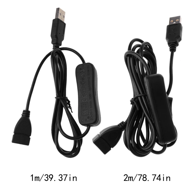 

Electronics Date Converting 28cm USB Cable Male to Female Switch ON OFF Cable Toggle LED Lamp Power Line Black