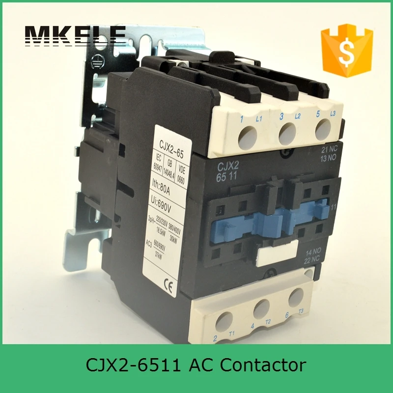 CJX2-6511 3 P + NO NC 65a Серебряный контактор 3-фазный 380 В 220 110 48 в 36 электрический