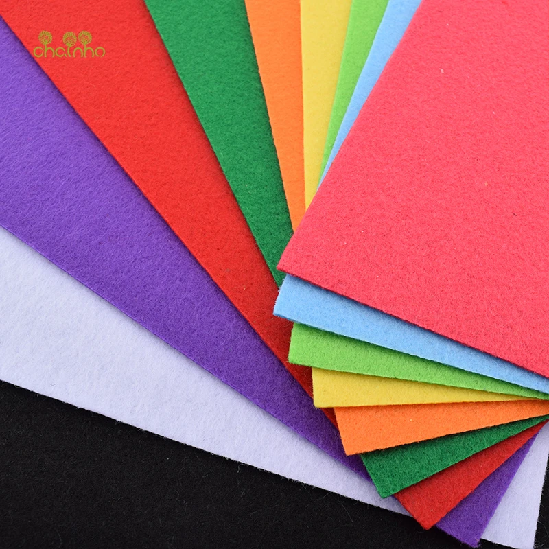 

Chainho 2mm Felt Fabric,Mix 10 Pcs Bundle,Thick Nonwoven Polyester Cloth/Home Decoration For Sewing Dolls&Crafts 20x30cm/Piece