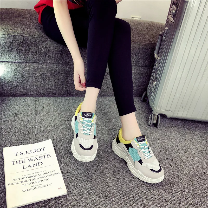 Women Old Sneakers 2019 New Spring Autumn Net Red Korean Version of Harajuku Style Wild Mesh Casual Shoes Female | Обувь