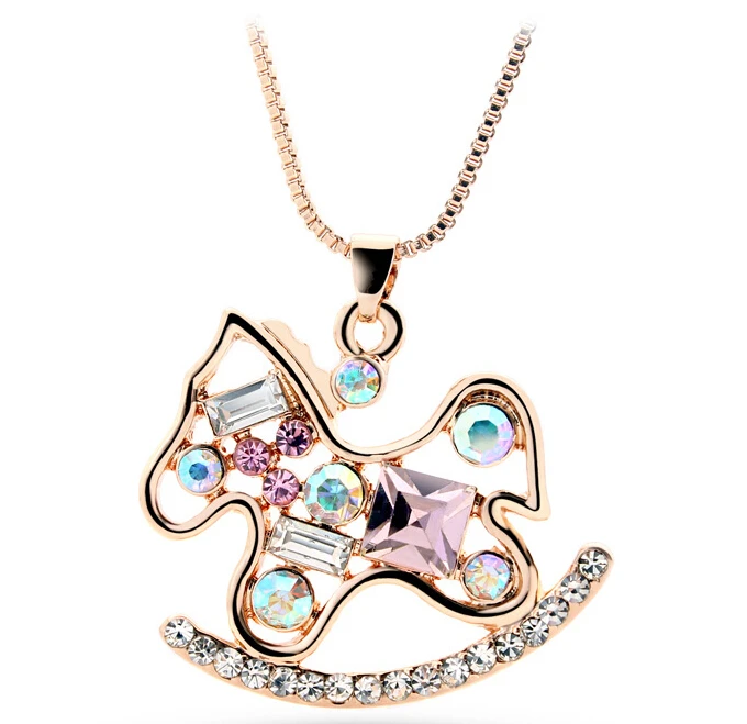 Высокое качество хрустальное ожерелье Кресло-Качалка лошадь мультфильм