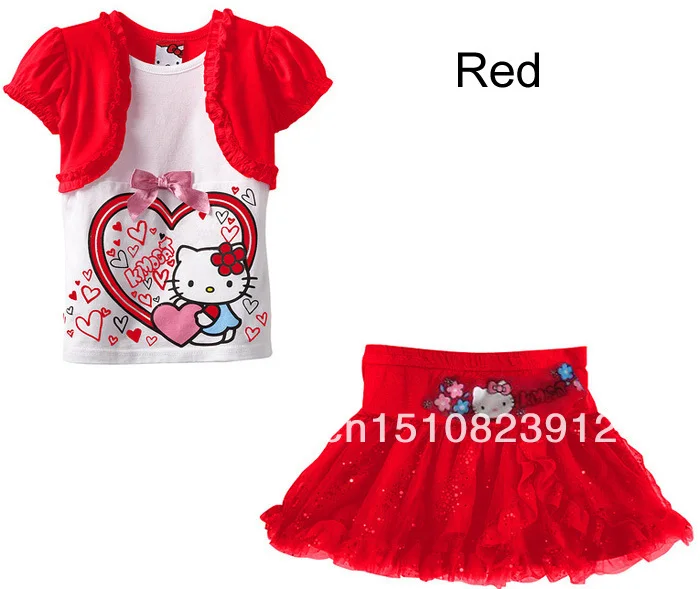 Новинка 2016 года осенне летний комплект одежды для девочек детские футболки + юбка