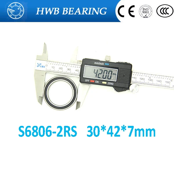 Free Shipping 2pcs S6806-2RS (30*42*7 mm) Stainless steel hybrid ceramic ball bearing sc6806 2rs S6806 2RS for bicycle part |