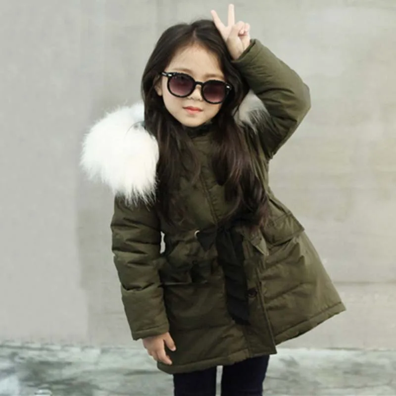 Армейская зеленая детская парка для маленьких девочек куртка пальто с