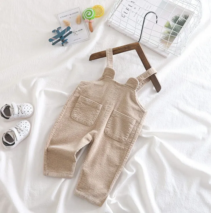 

75-95cm height new 2019 autumn fashion style baby boy baby girl corduroy overall baby girl atumn pant