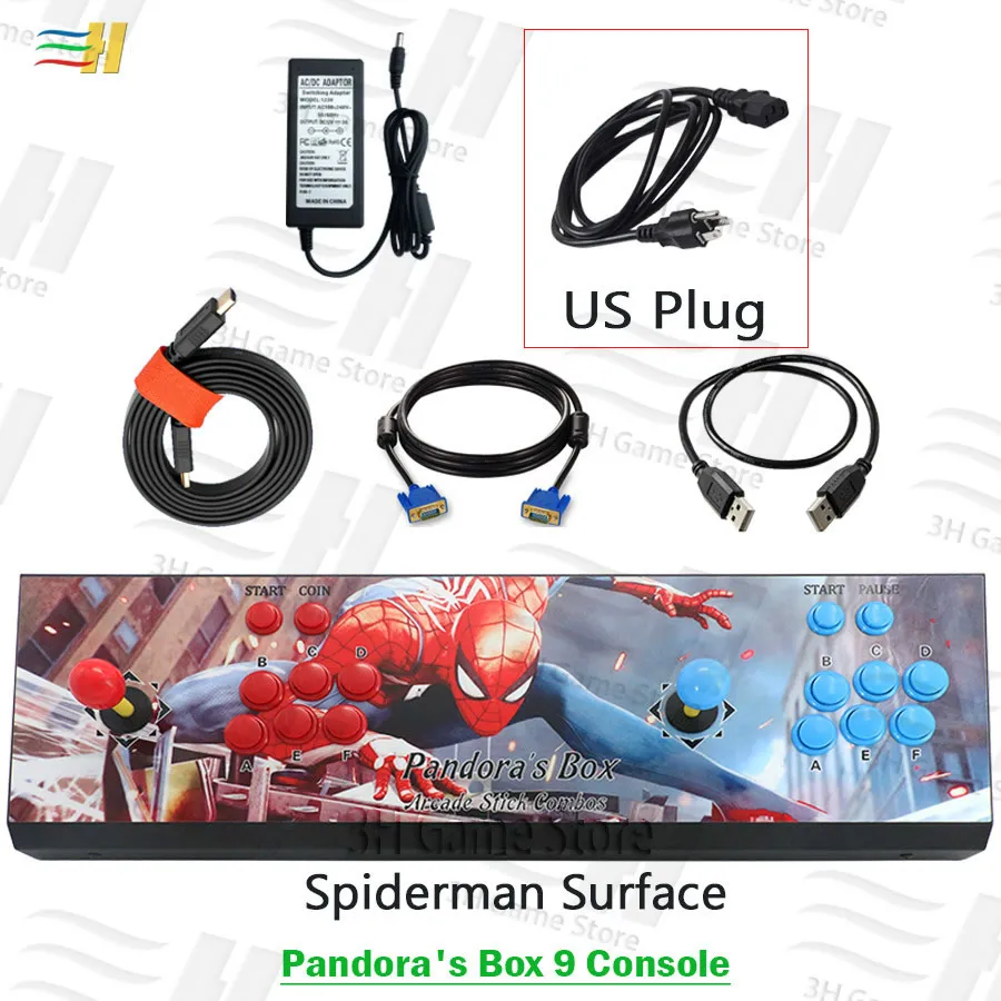 PB9 spiderman US Pandora Box 9 1500 В 1 аркадная игровая консоль 2 игрока джойстик кнопки консоль HDMI VGA usb джойстик для ПК ps3 ТВ 5S 6s pacman - Цвет: PB9 spiderman US