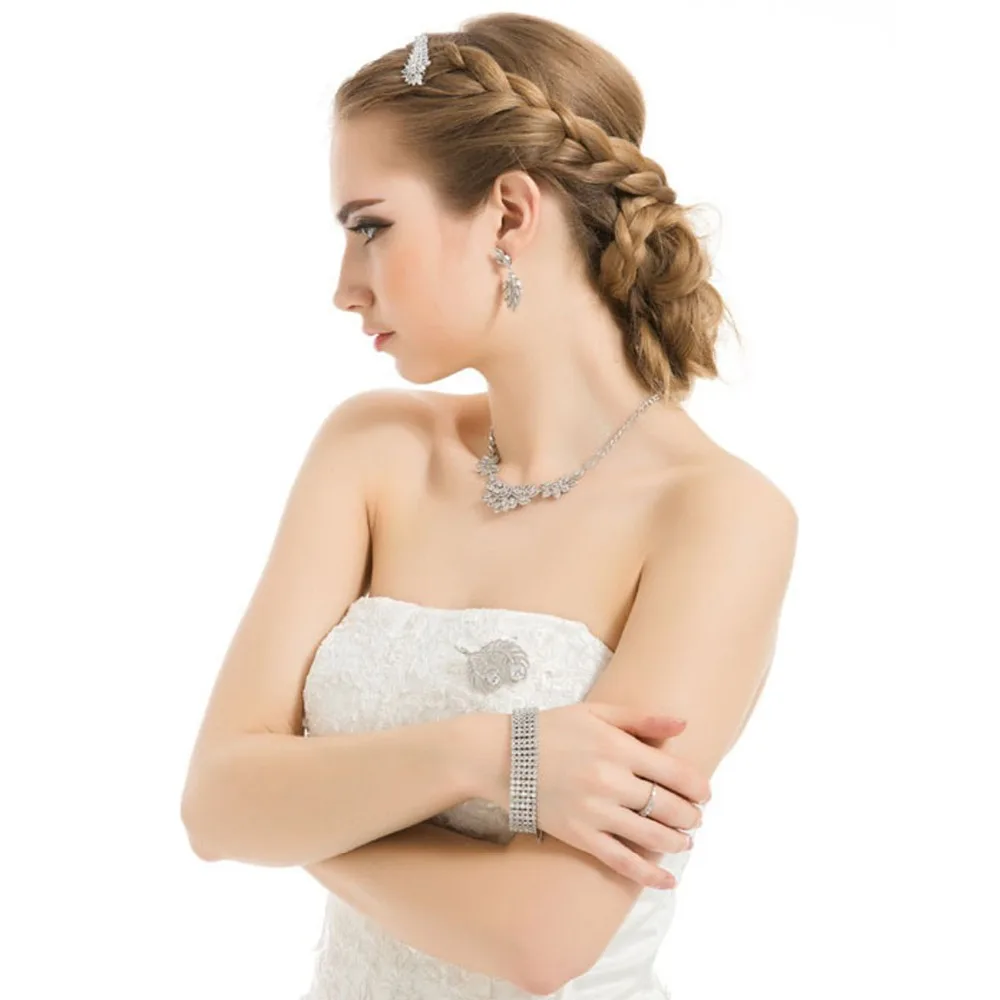 LUOTEEMI класса люкс из белого золота Цвет с прозрачным кубическим цирконием большие