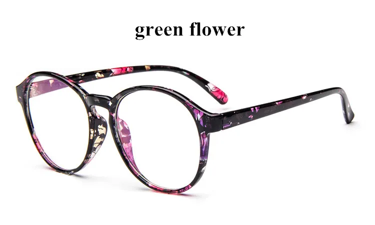 Green Flower Модные прозрачные круглые очки прозрачная оправа женские очки от близорукости мужские очки в оправе nerd оптические оправы прозрачные - Цвет оправы: Green Flower