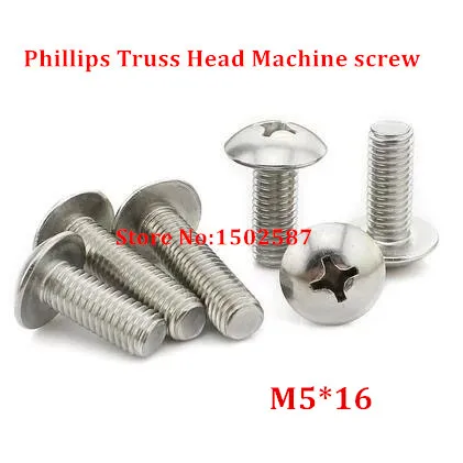 

100pcs M5*16 Phillips Truss Head Machine Screw SUS304 stainless steel TM Screws