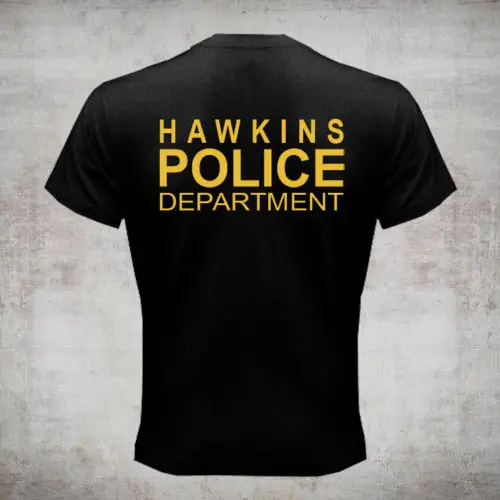 

Tshirt Brand 2019 Male Short Sleeve New Hawkins Police Department Gift T Shirt 2 Sides Print