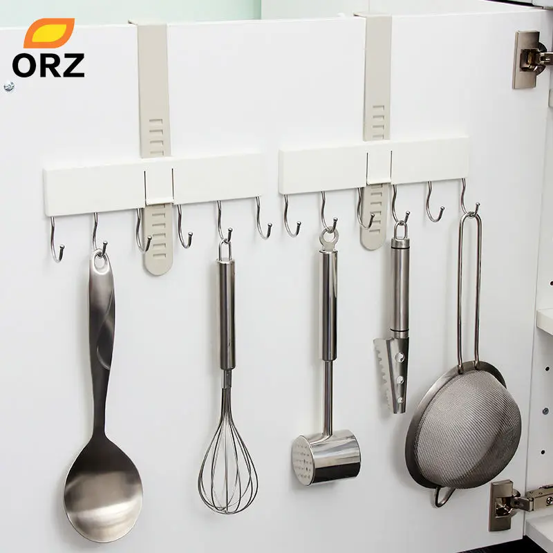 TT 2 шт Кухня крючок для крепления на шкафу Регулируемый двери шкафа вешалки с 6