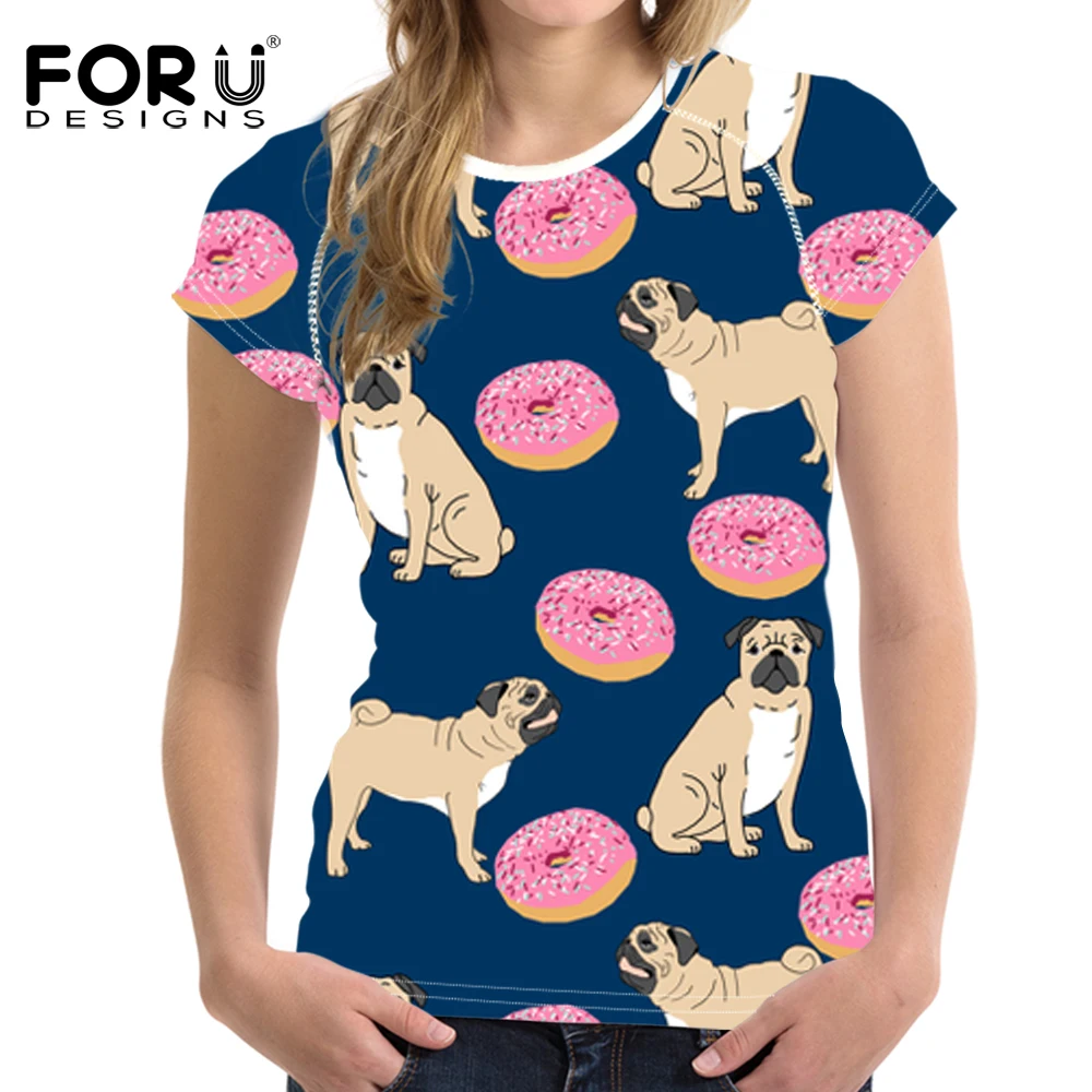 FORUDESIGNS/женская футболка для бега милая спортивная одежда с принтом мопса Рашгард