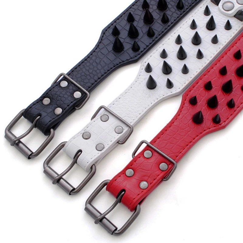 Модный черный ошейник для собак из мягкой искусственной кожи с заклепками ширина