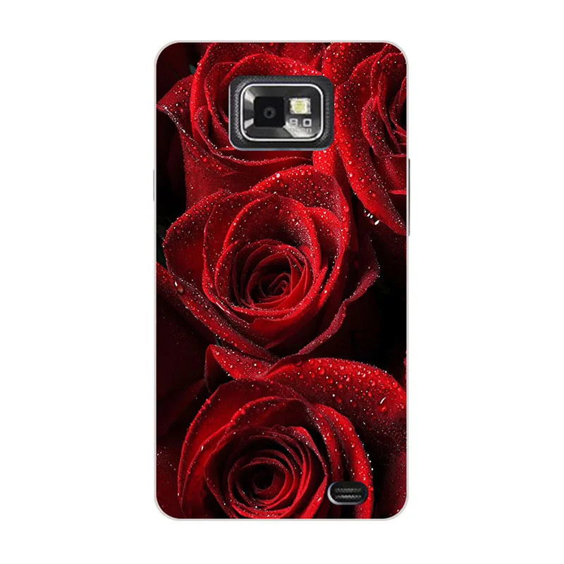 Модный мягкий силиконовый защитный чехол для samsung Galaxy S2 i9100 S2plus i9105 с УФ-принтом розы, чехол для задней панели телефона
