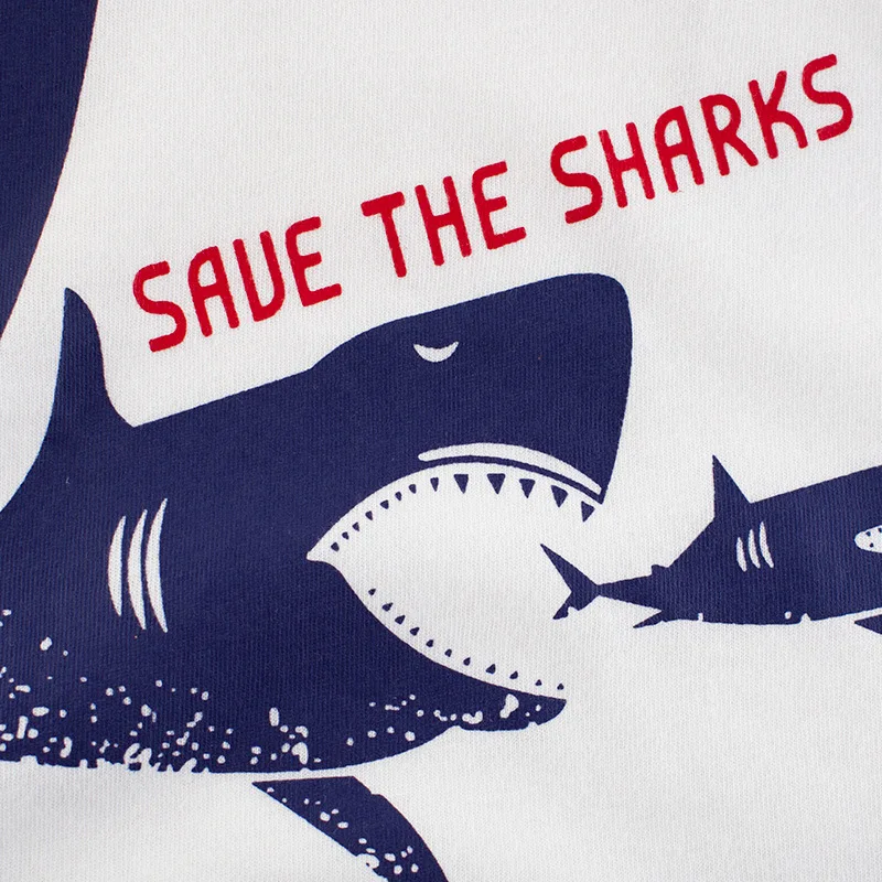 27kids The Sharks Big Mouth Boys Tops Tees T Shirts for Children Short Clothing Summer School Clothes Kids Cotton T-shirts | Детская
