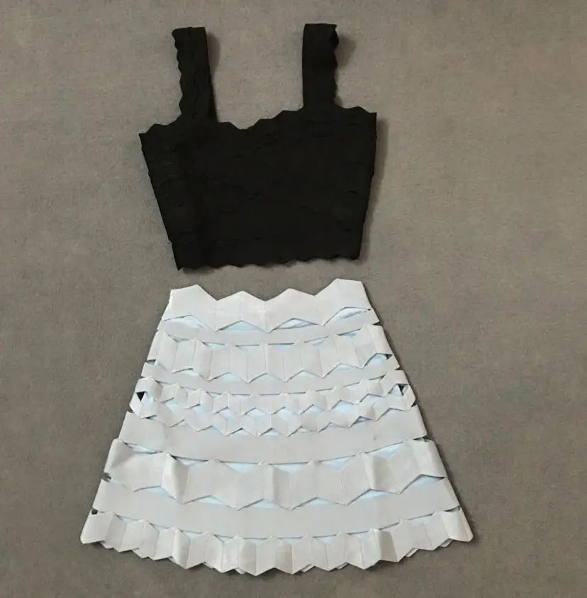 Sky Blue and Black Горячая мода летние наряды бодикон сексуальная женщина 2 шт наборы А-силуэта дамское элегантное пляжное повседневное вискозное Бандажное платье из двух частей - Цвет: Sky Blue and Black