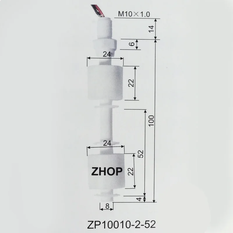 M10* 100 мм ZP10010-2-52 220 В двойной уровень управления PP датчик уровня воды Жидкость нормально закрытый пластиковый поплавковый выключатель бак