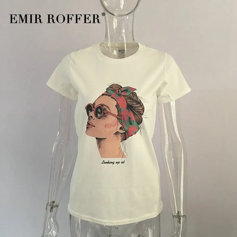 EMIR ROFFER, модная женская футболка с крутым принтом, белая хлопковая женская футболка, летняя повседневная футболка Harajuku, Женский Топ