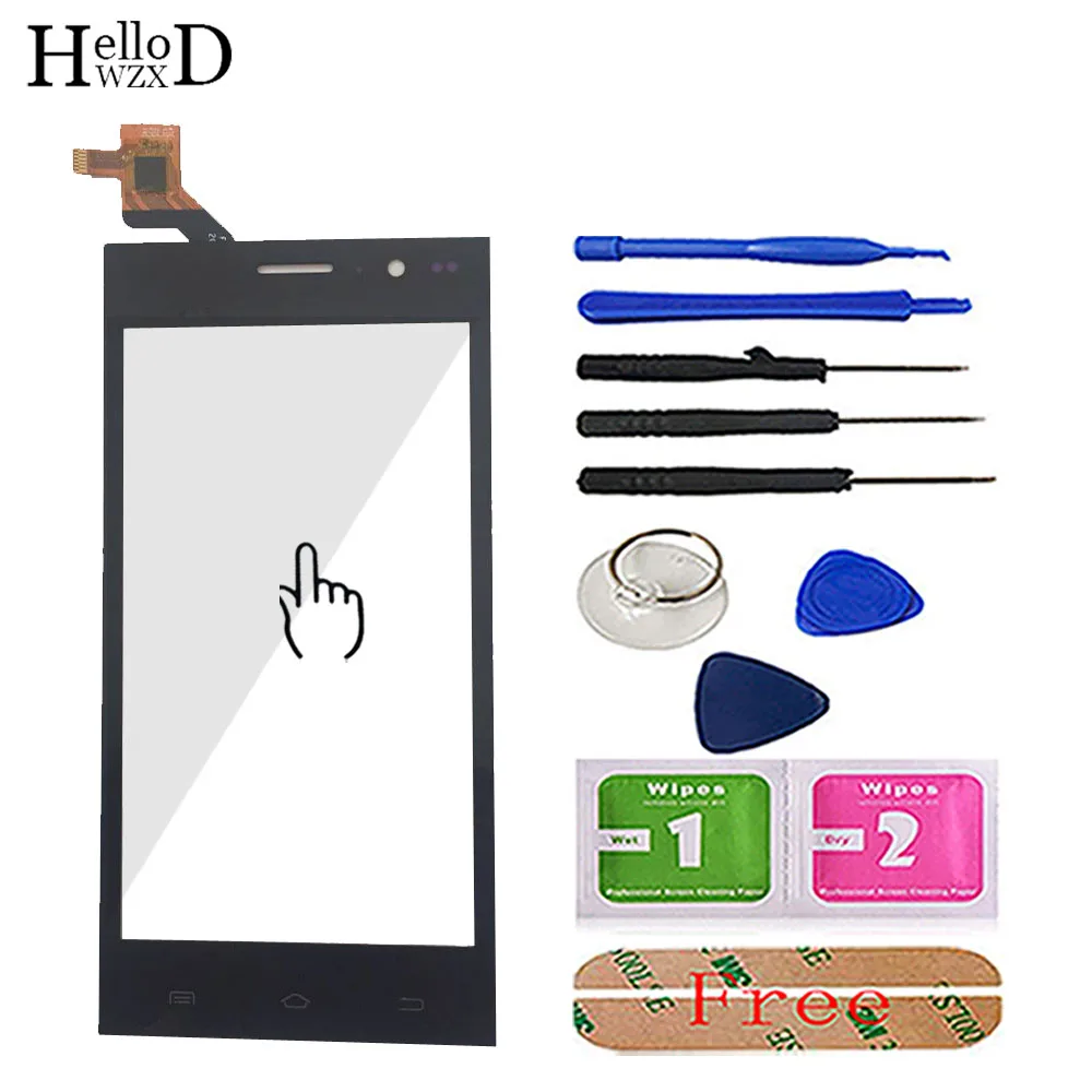 

4.5'' Mobile For Highscreen Zera S Power Touch Screen Glass Front Glass Digitizer Panel Lens Sensor Flex Cable Tools Adhesive
