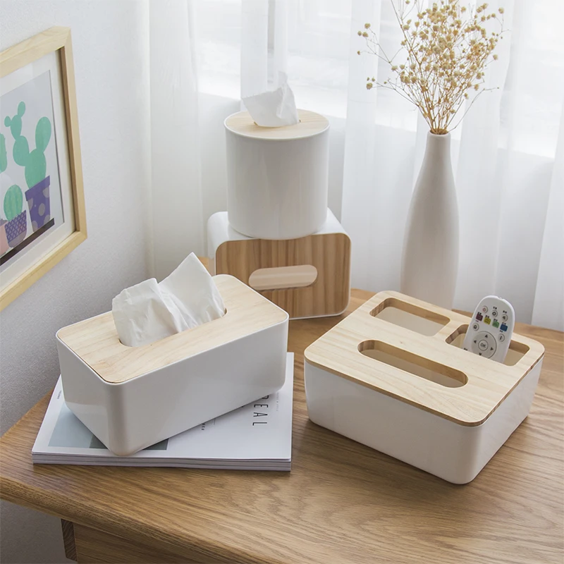 Modern Minimalist Tissue Box with Wooden Cover Home Office Decoration Case Japanese Style Paper Rack Napkin Holder | Дом и сад