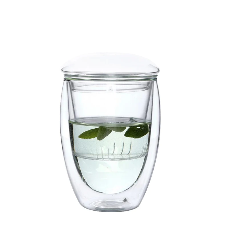450 ml Творческий Краткая двойными стенками Слои чай cup с крышкой фильтра