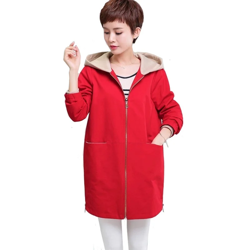 Повседневная Женская ветровка с капюшоном пальто 2020 новинка весна-осень длинный