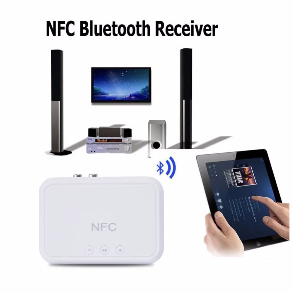 NFC беспроводной стерео Bluetooth аудио приемник портативный Bluetooth адаптер с поддержкой NFC 3,5 мм/RCA выход Музыка Звук автомобильный динамик