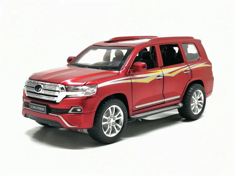 1:32, Toyota LAND CRUISER, литые под давлением модели автомобилей, игрушки с шестью открывающимися дверями, задний звуковой светильник для детей, игрушки