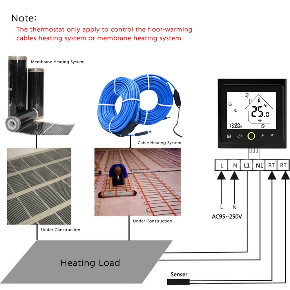 Thermostat Modbus Communication 16A Electric Heating LCD Touch NTC Sensor Programmable Room Temperature Controller | Обустройство