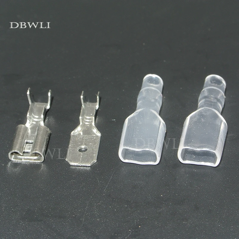 

200pcs 6.3mm Crimp Terminal 50 Female Spade Connector & 50 Male Spade Connector with 100 Case