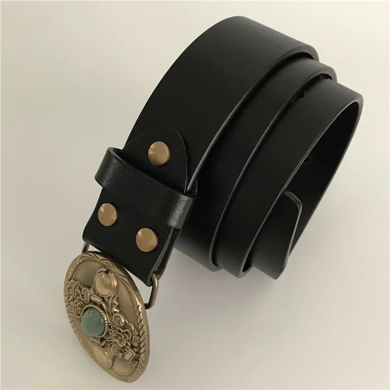 Retail 2018 New High Quality Oval Solid Brass Buckle Genuine Leather Luxury Men Belt Western Cowboy Belts Jeans accessories | Аксессуары