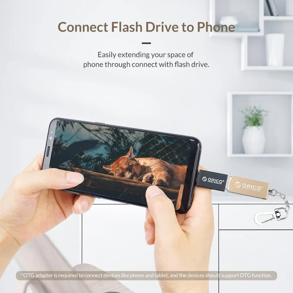 USB флеш накопитель ORICO 2 0 64 ГБ 32 16 U диск Флешка из цинкового сплава с кольцом для