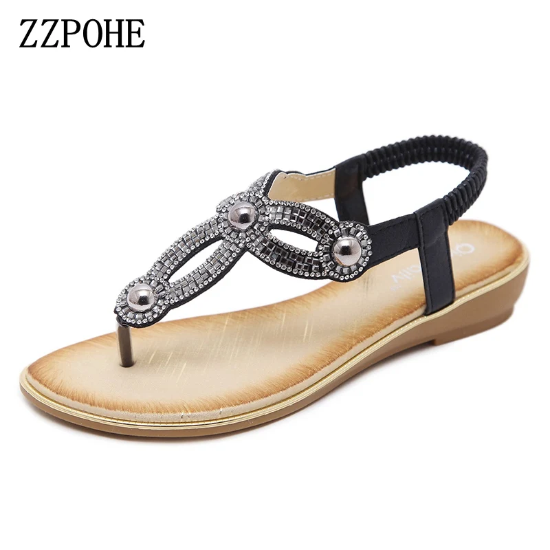 

ZZPOHE summer shoes women bohemia beach flip flops soft flat sandals woman casual comfortable plus size wedge sandals 35-42
