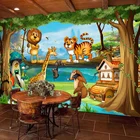 Пользовательские Настенные обои для детской комнаты 3D мультфильм лес лев тигр стена водостойкая живопись холст самоклеющиеся съемные наклейки