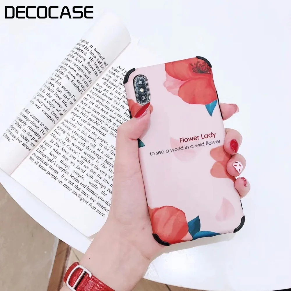 DECOCASE красивый цветок синий розовый Силиконовый защитный для женщин девочек