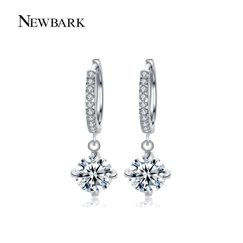 NEWBARK Luxury Silver Color Drop Earrings With Zircon Stone Anti-allergic Long Dangle Earring Women Birthday Gift Bijouterie | Украшения и
