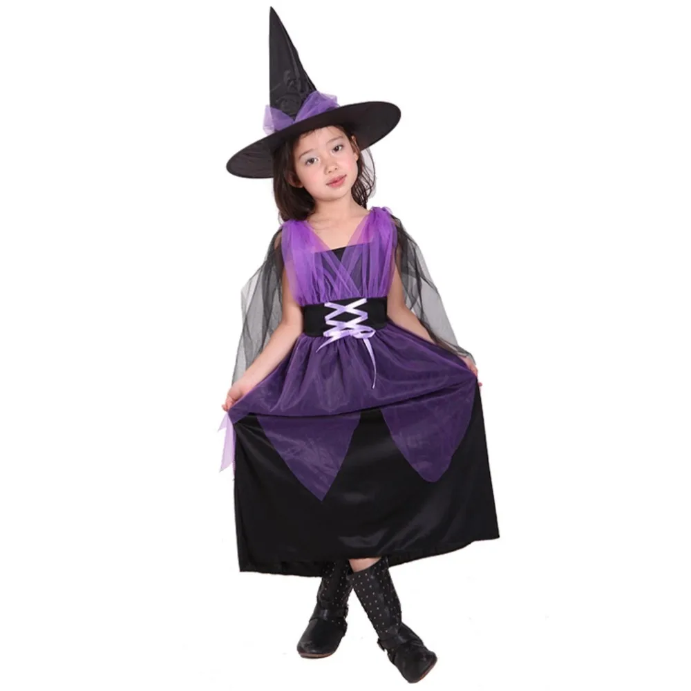 

VASHEJIANG Children Witch Halloween Costumes For Kids Pretty Purple Fly Witch Costume Band Carnival Party Stage Show Cosplay