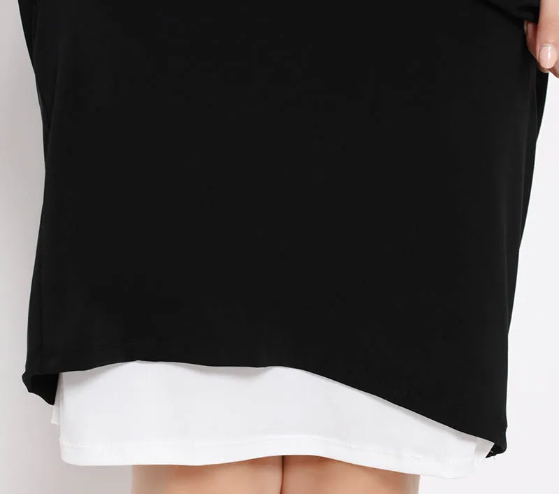Goodbye Yesterday - black and white blue spell hit color Sleeve Slim occupation OL commuter stretch thin dress-Work se | Женская одежда